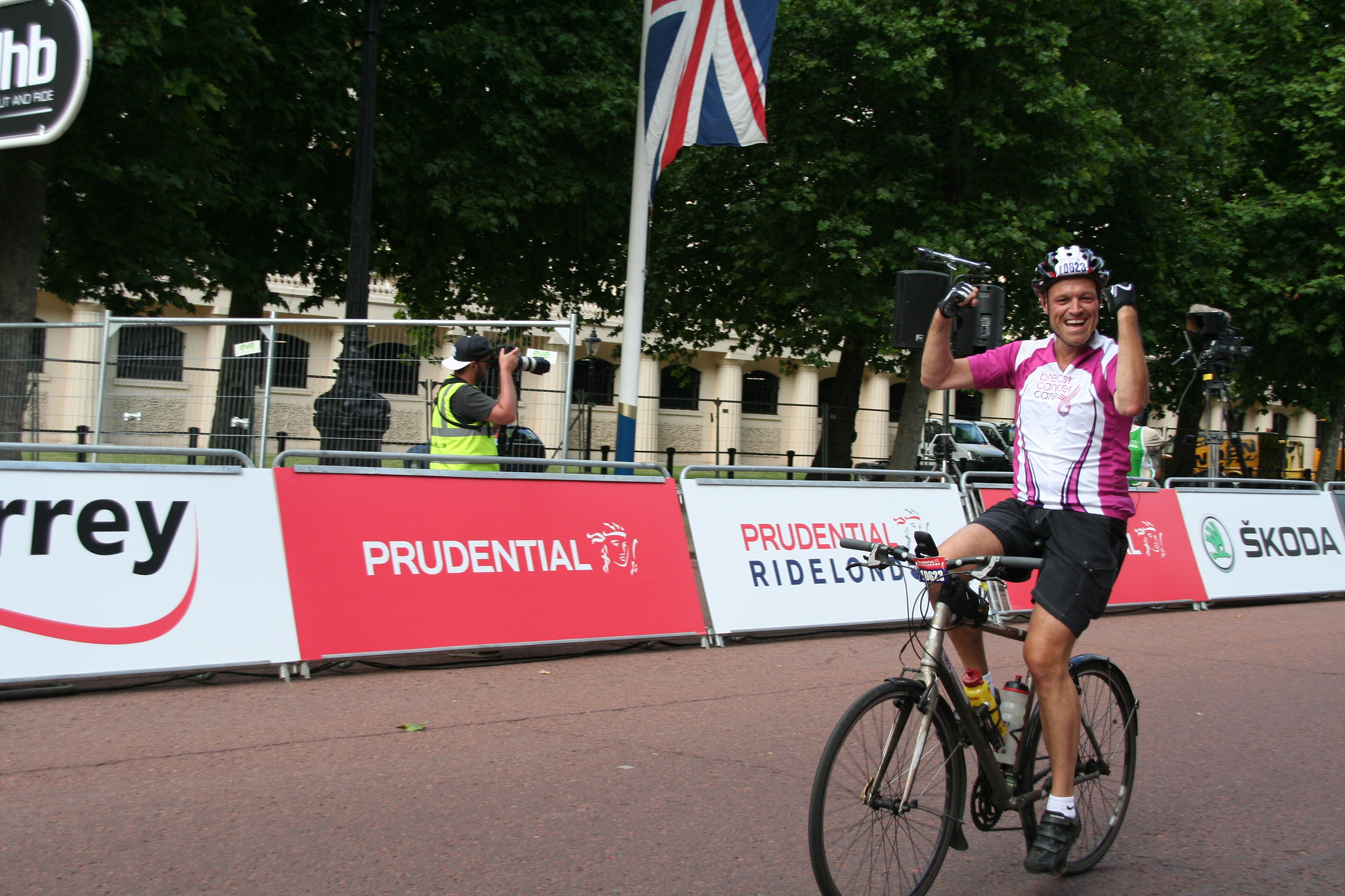 At the finish line.